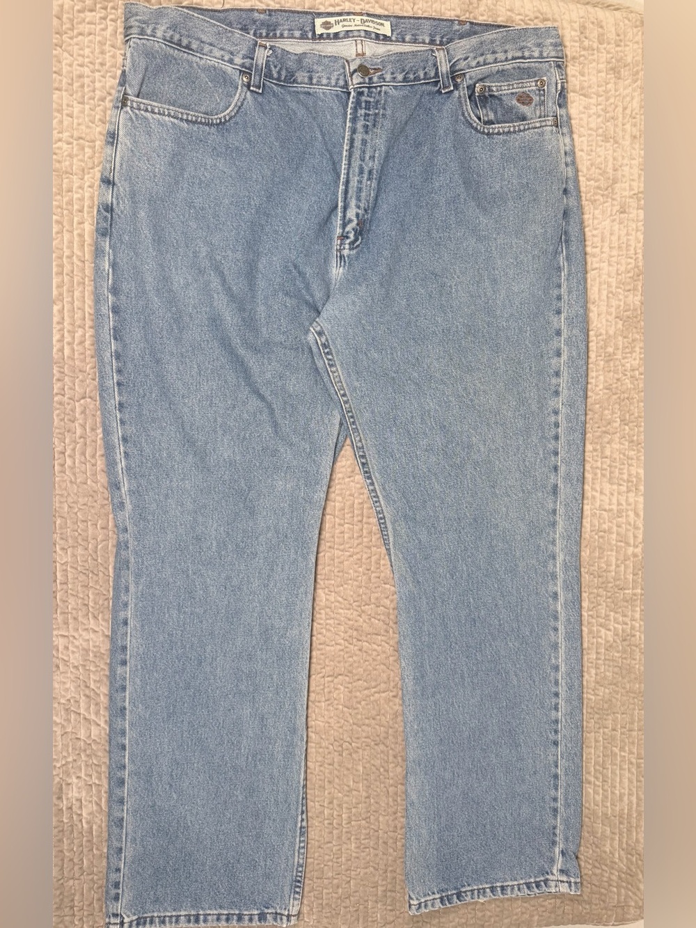 HARLEY DAVIDSON Men's Light Wash Straight Leg‎ Jeans Classic Biker Denim-44x32